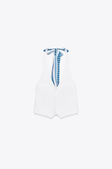 TOP جيليه HALTER بمنديل - أبيض الخاص بـ Zara