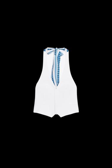 HALTER SCARF WAISTCOAT TOP - White by Zara - Image 0