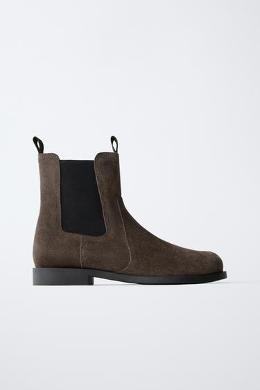 LEATHER CHELSEA ANKLE BOOTS - Brown by Zara