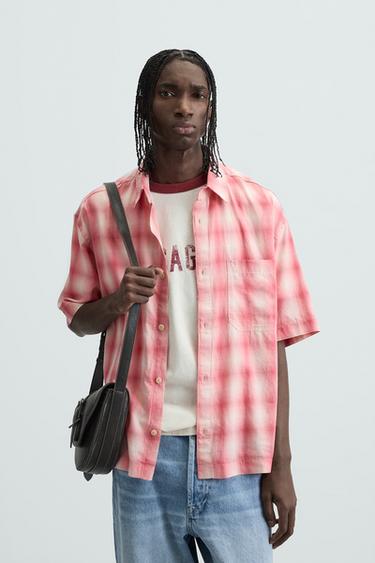 CAMISA RELAXED FIT XADREZ - Branco / Vermelho da Zara