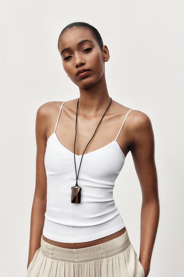 STRAPPY COTTON TOP - White by Zara - Image 1