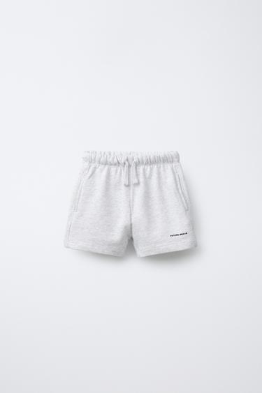 PLUSH JERSEY BERMUDAS WITH SLOGAN - Grey marl by Zara