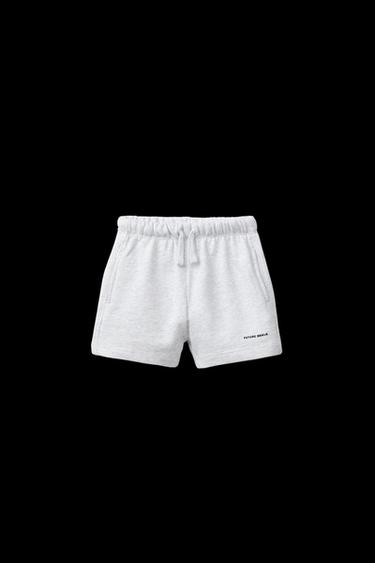 Zara TEXT PLUSH SHORTS - Gray marl - Image 0