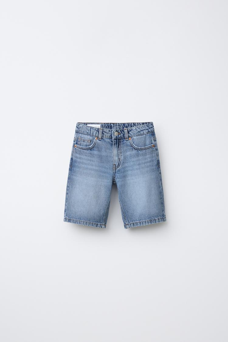 STRAIGHT DENIM SHORTS — Blue