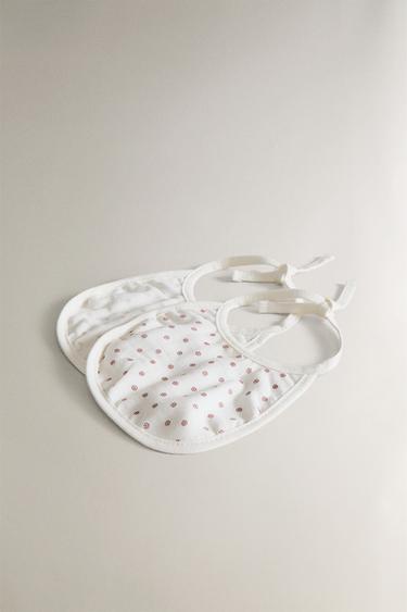 CHILDREN'S BIB WITH MINI FLORAL DESIGN (PACK OF 2) - Oyster-white by Zara - Image 1