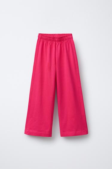 Zara HEAVY WEIGHT WIDE LEG PANTS - Fuchsia