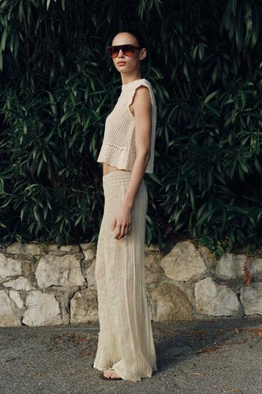 TOP EN MAILLE AJOURÉE - Écru de Zara - Image 3