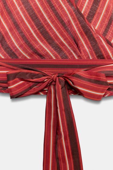 TOP HALTER CROISÉ À RAYURES - Rouges de Zara - Image 10