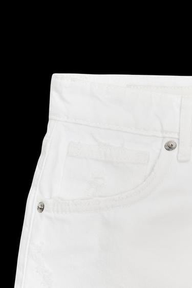 HIGH-WAIST CURVED DENIM SHORTS - White by Zara