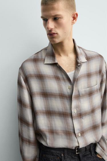 CHECK SHIRT WITH POCKET - Grey / Natural by Zara - Image 5