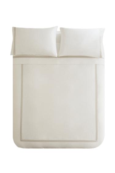 SATEEN DUVET COVER WITH BORDER (300 THREAD COUNT) - Light grey by Zara