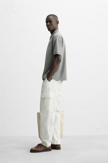 TEXTURED WEAVE QUARTER-ZIP POLO SHIRT - Light green by Zara - Image 3
