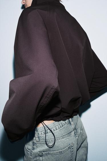 OVERSIZE ZIP-UP BOMBER JACKET - Chocolate by Zara - Image 3