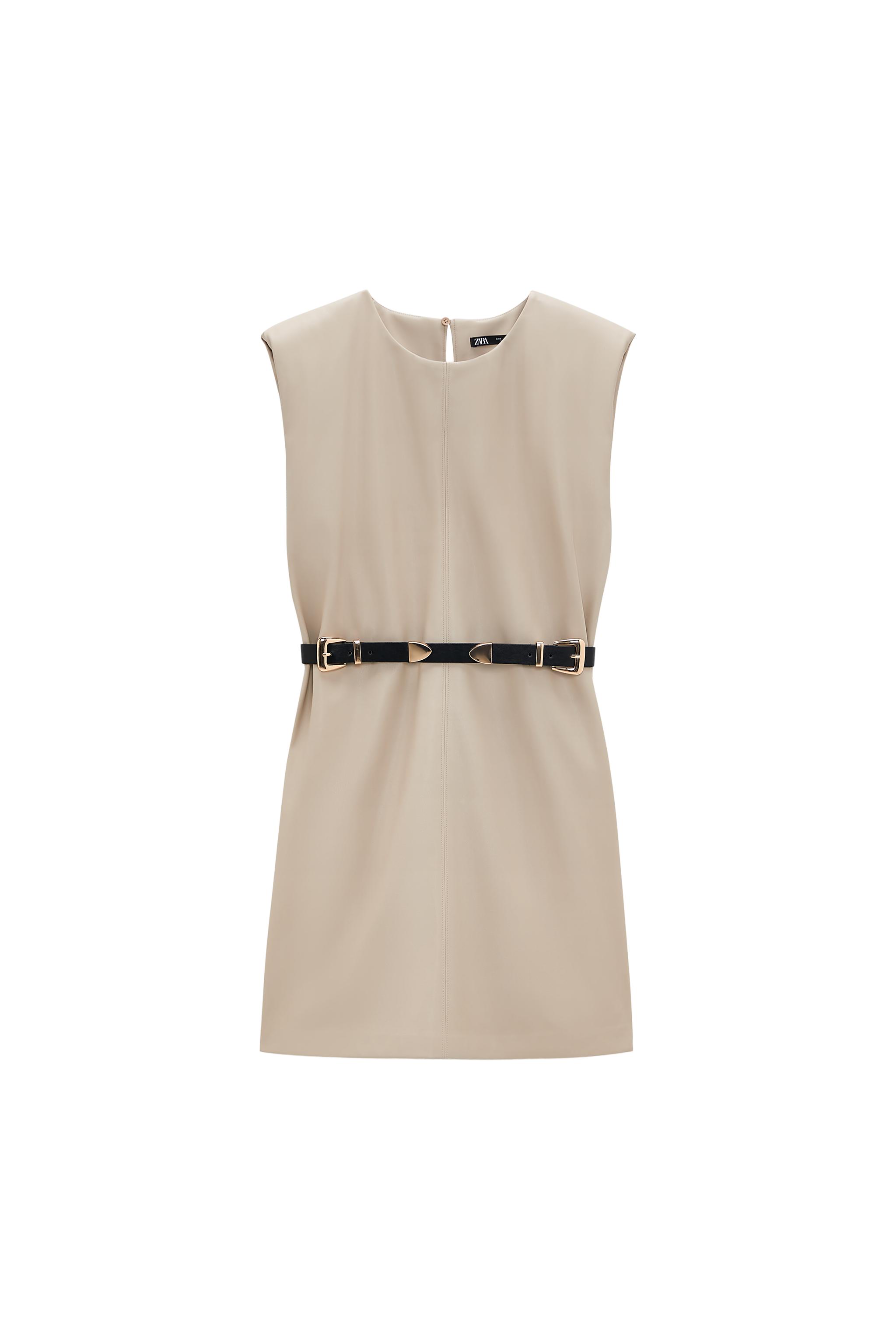 FAUX LEATHER BELTED DRESS | SECOND HAND