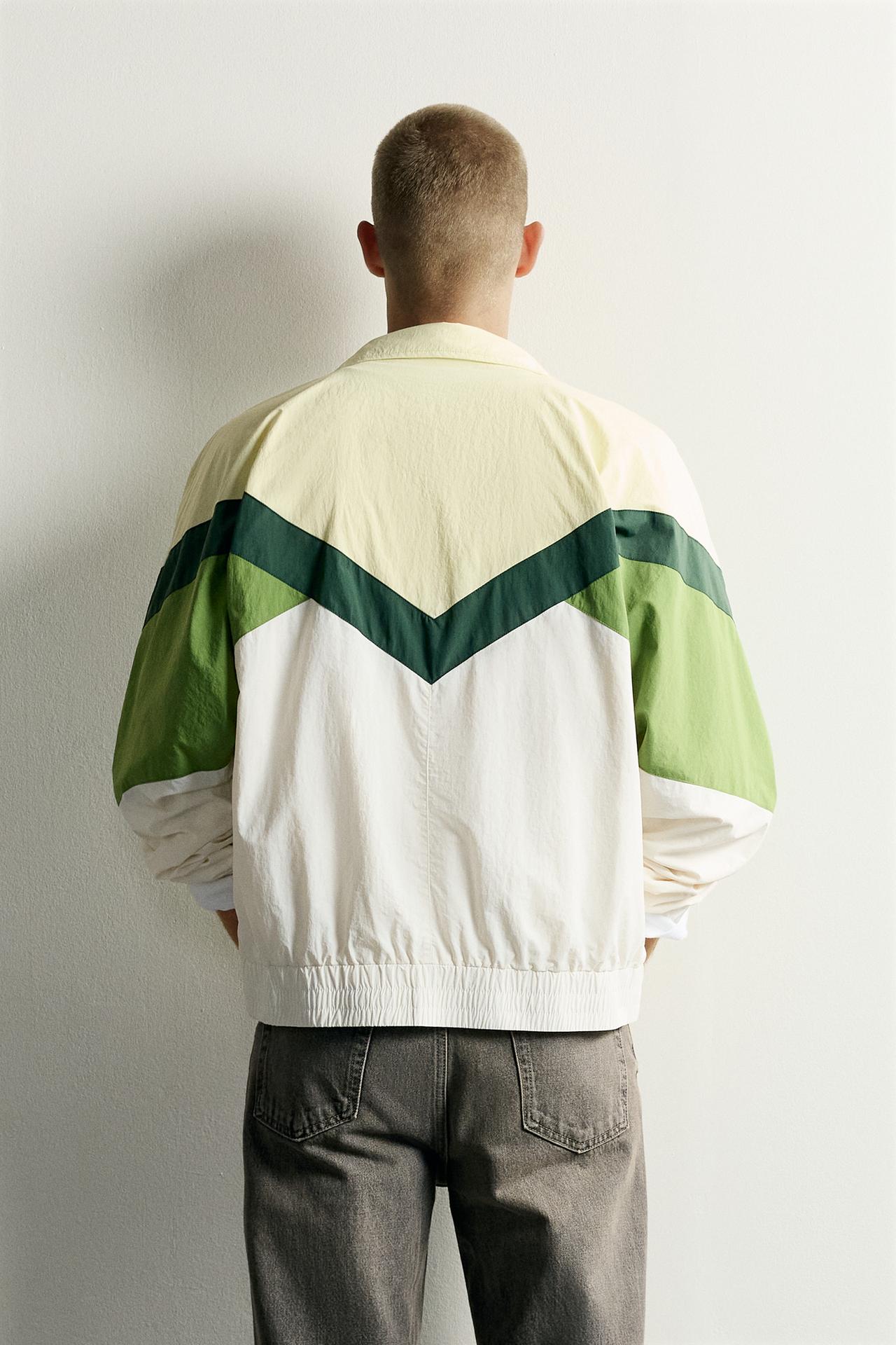 COLOR BLOCK TECHNICAL JACKET — Green / Ecru