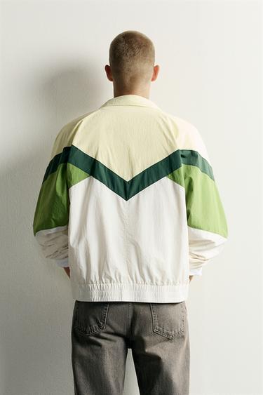 COLOR BLOCK TECHNICAL JACKET — Green / Ecru 2