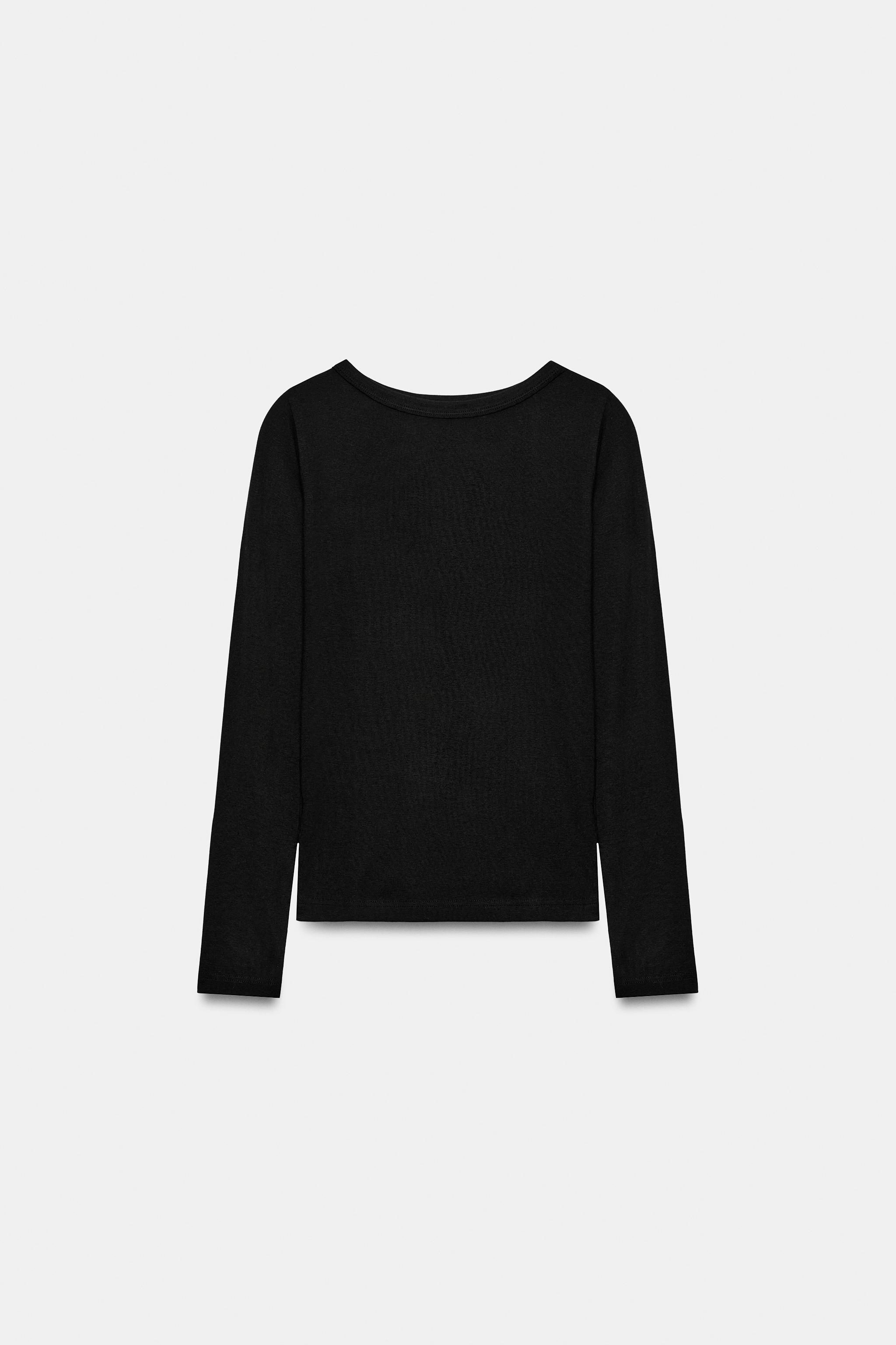 Женские футболки Zara BOAT NECK T-SHIRT — фото 5