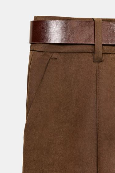 BALLOON TROUSERS WITH BELT - Brown by Zara - Image 7