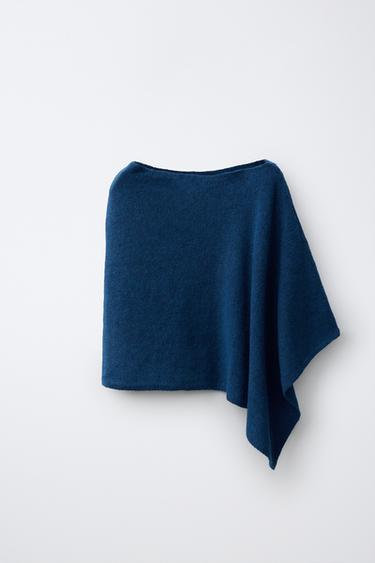 FINE KNIT CAPE — Duck blue 2