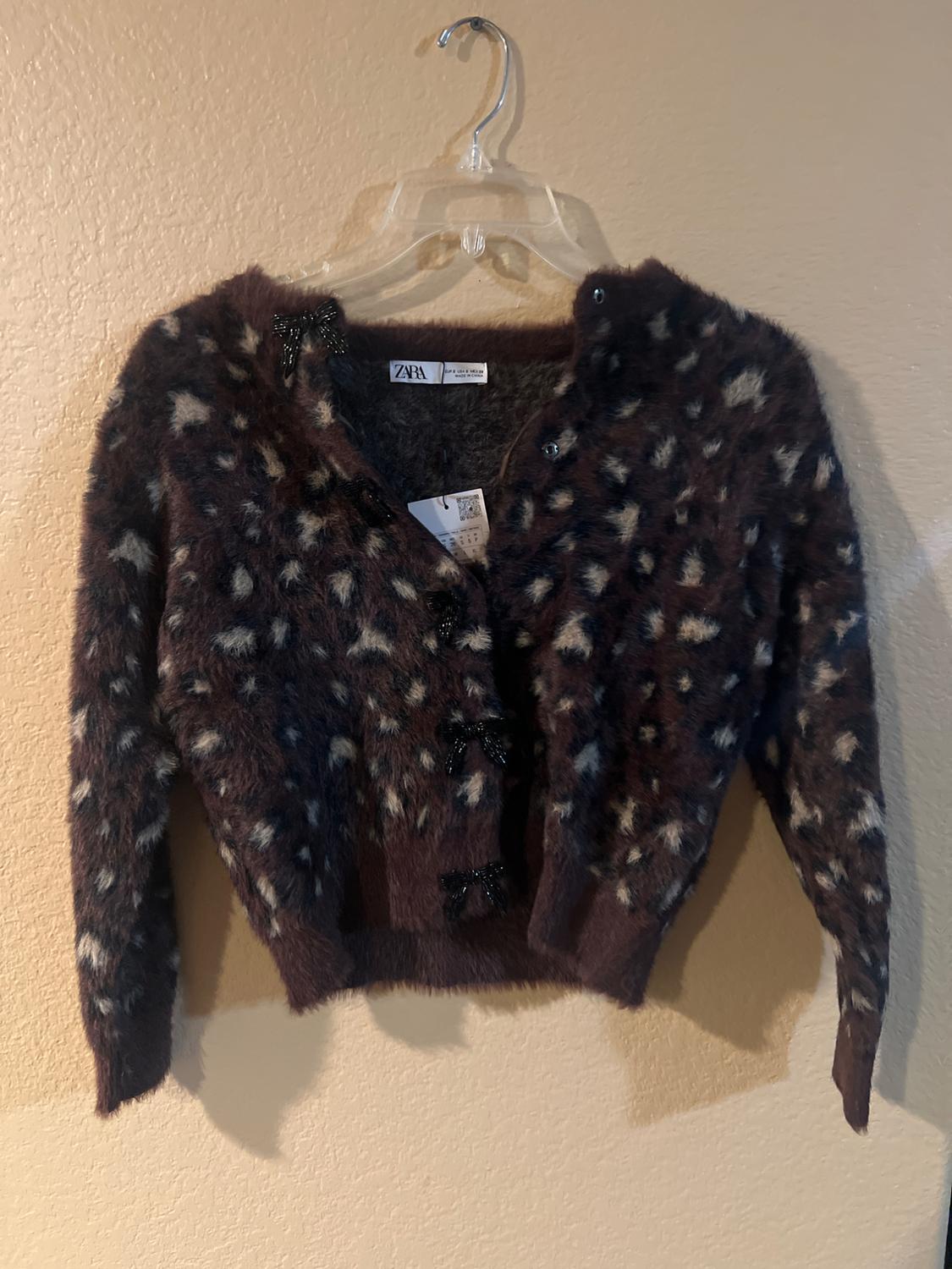 FUR EFFECT JACQUARD KNIT CARDIGAN - Image 2
