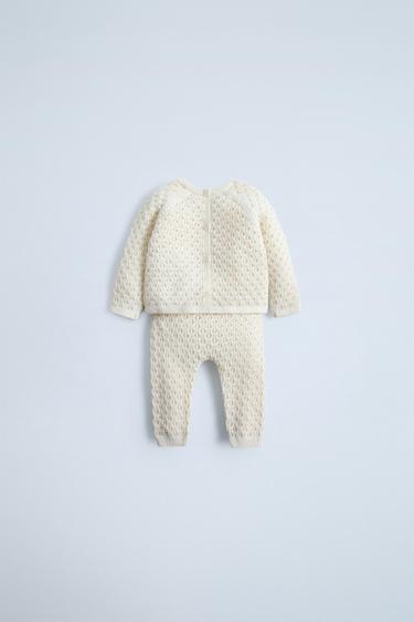 ENSEMBLE EN MAILLE DE COTON ET SOIE - Écru de Zara - Image 4