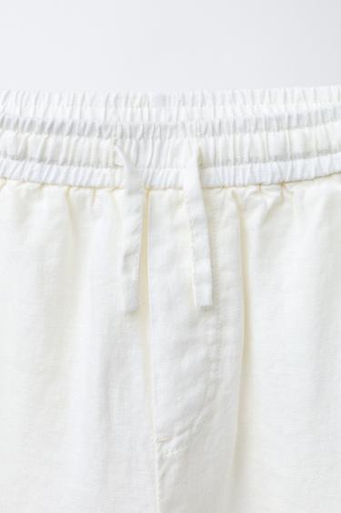 PANTALON DROIT 100% LIN - Écru moyen de Zara - Image 2