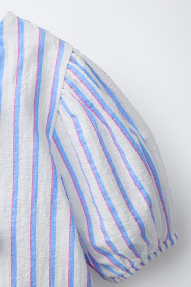 STRIPED BLOUSE WITH BOWS - Oyster-white by Zara - Image 3