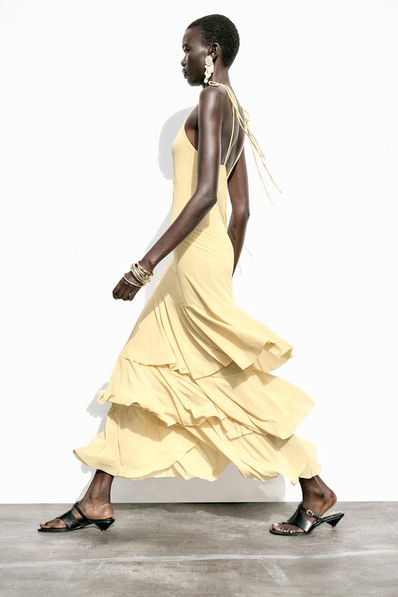 MIDI ŠATY S VOLÁNY - Žlutá od Zara - Obrázek 2