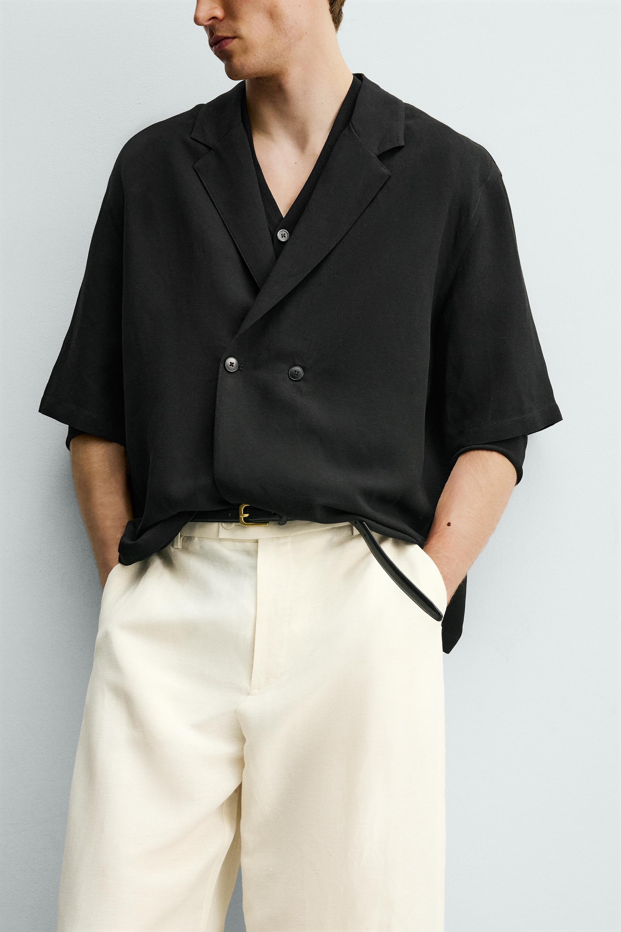 VISCOSE-LINEN KIMONO SHIRT