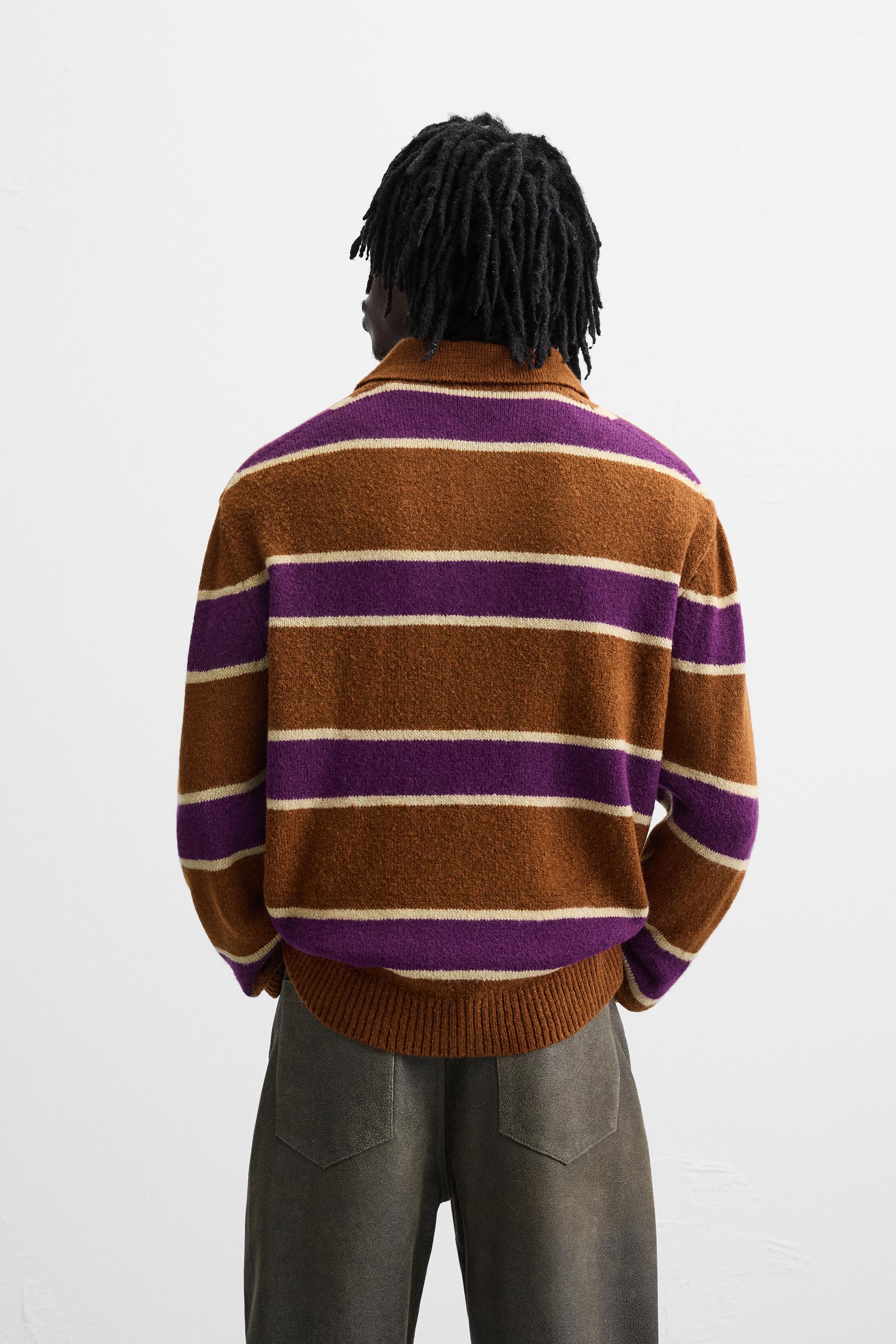 STRIPED KNIT POLO - Beige | ZARA United States STRIPED KNIT POLO - Beige | ZARA United States