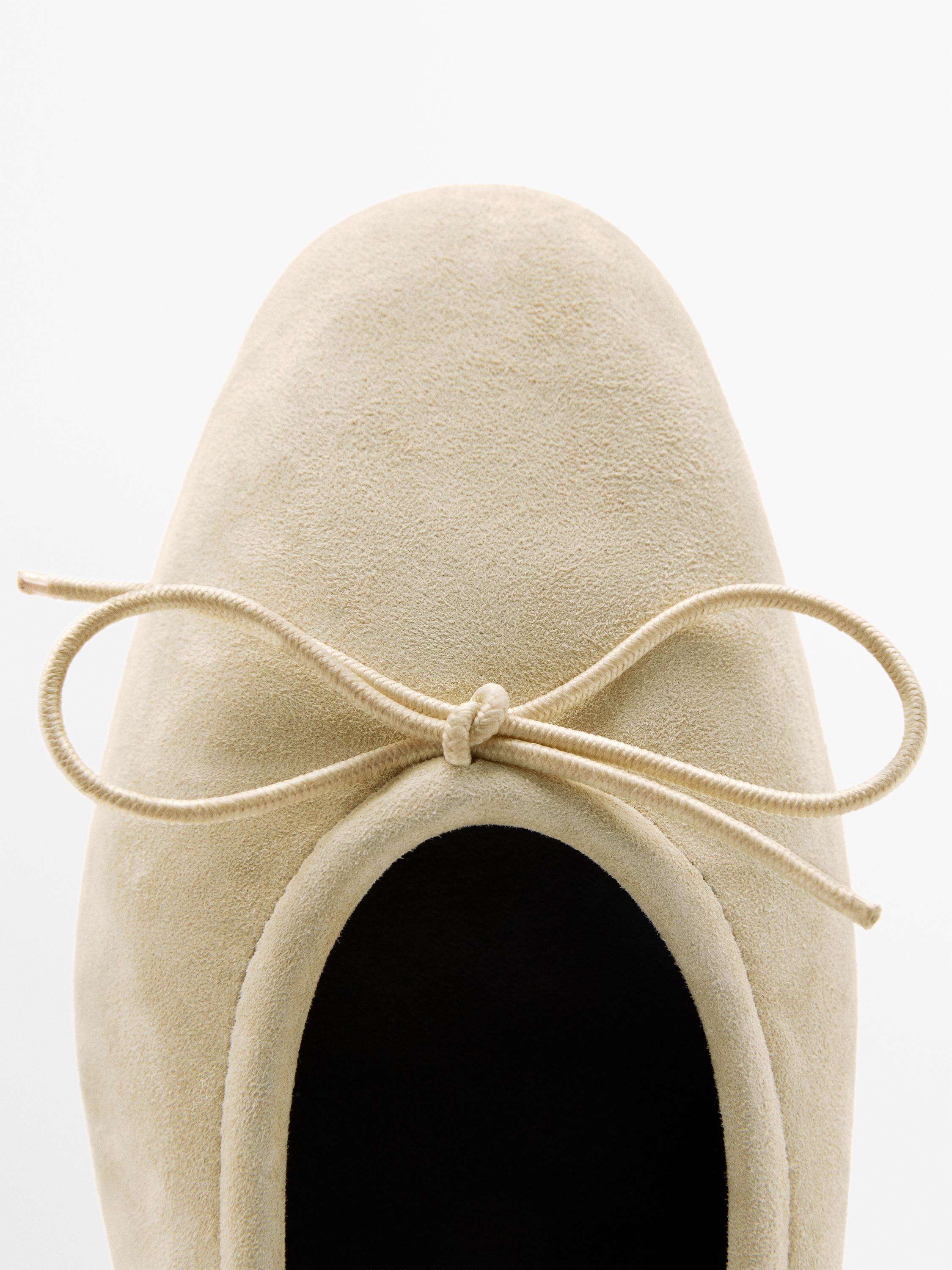 Ballerines froncées avec nœud