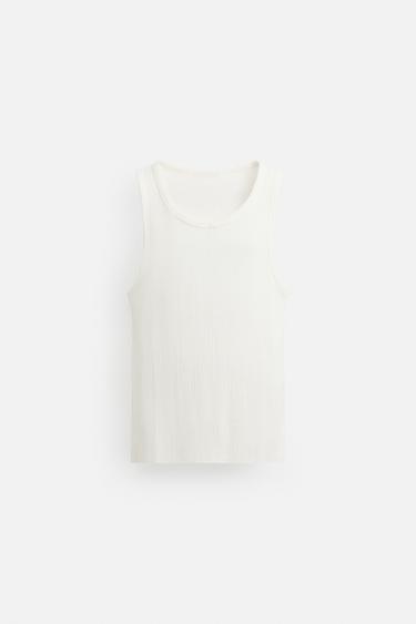T-SHIRT TANK TEXTURÉ - Blanc de Zara - Image 5