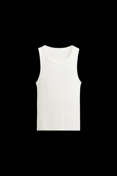 Zara TEXTURED TANK TOP - White - Image 0