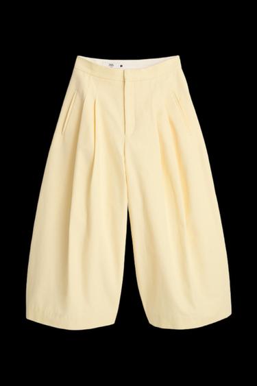 Zara LIMITED EDITION PLEATED PANTS - Yellow - Image 0