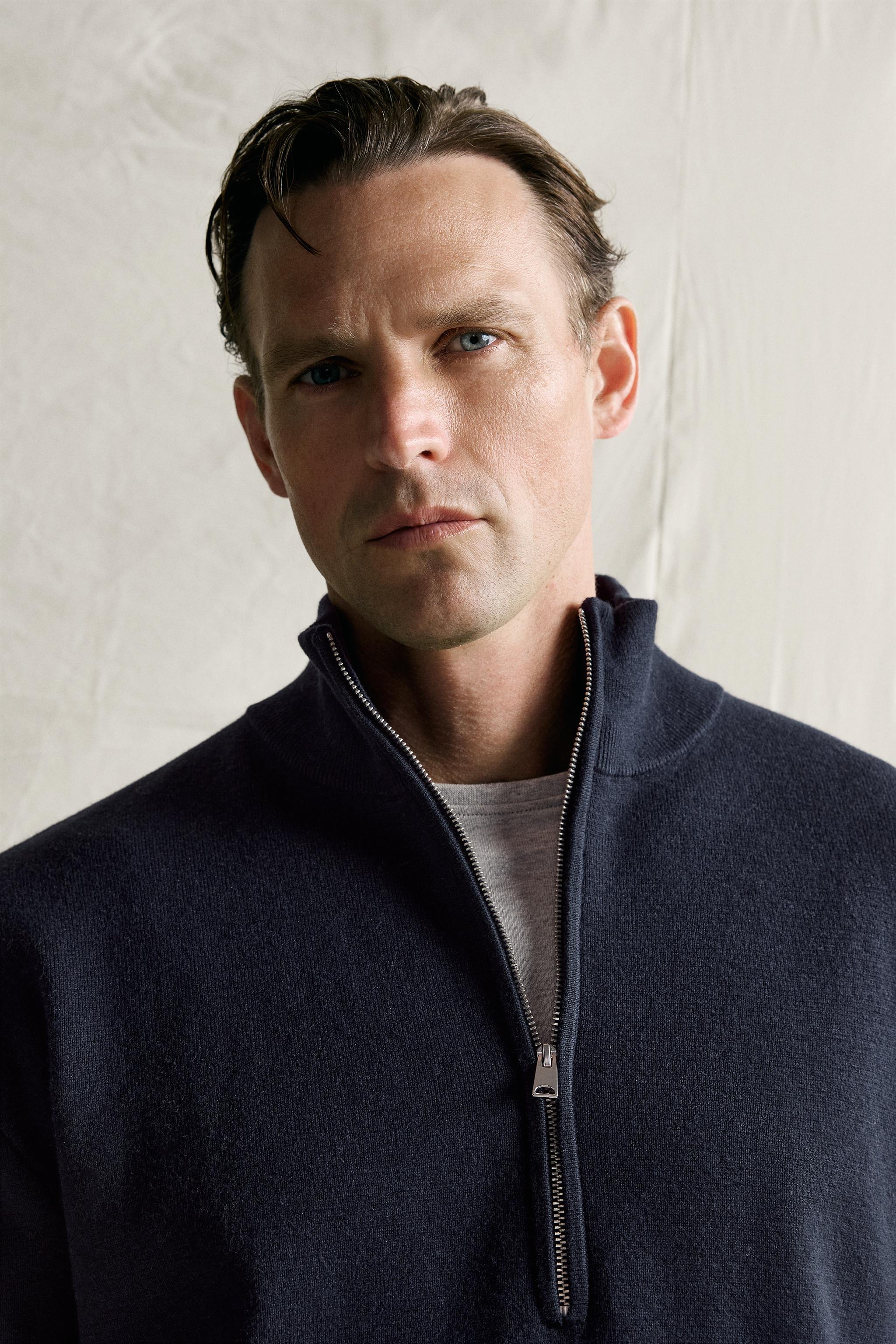 COTTON-WOOL QUARTER-ZIP SWEATER