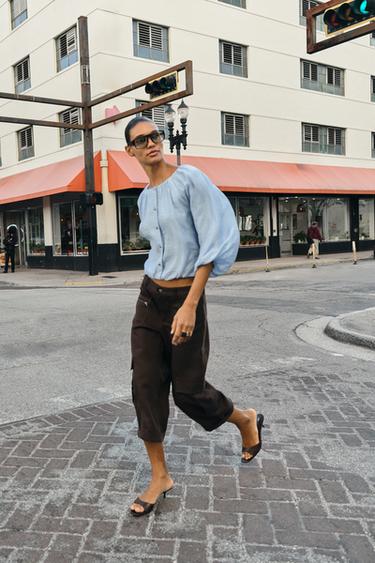 Zara FLOWY BALLOON BLOUSE - Sky blue - Image 0