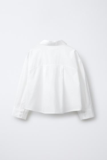POPLIN SHIRT WITH POCKET - White by Zara - Image 1
