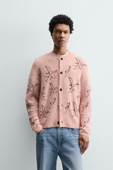 BIRDS EMBROIDERY CARDIGAN SAMUEL DE SABOIA X ZARA - Pink / White by Zara