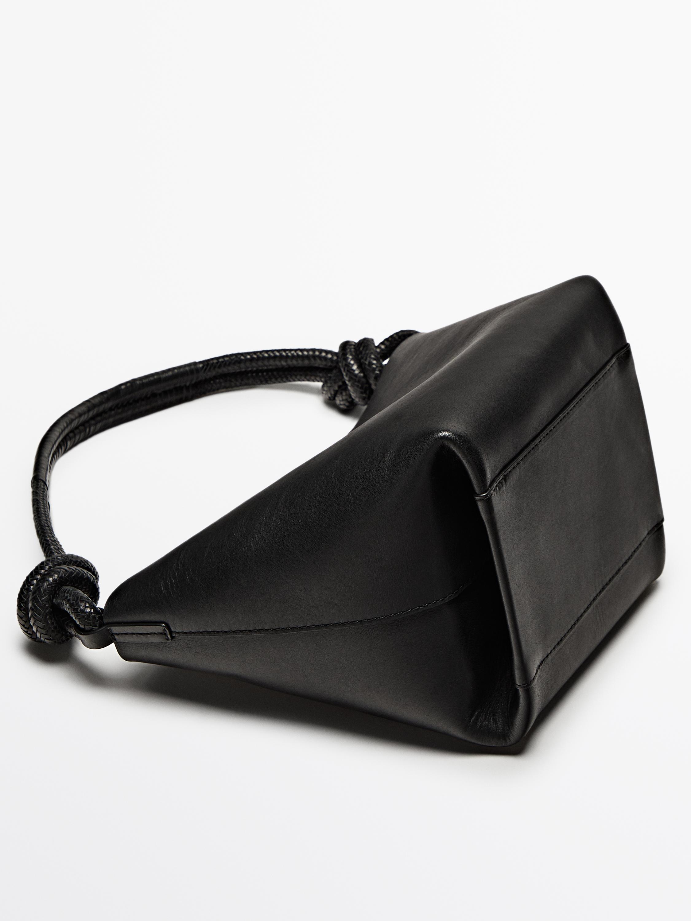 Nappa leather crossbody bag with knot detail - Black | ZARA United 