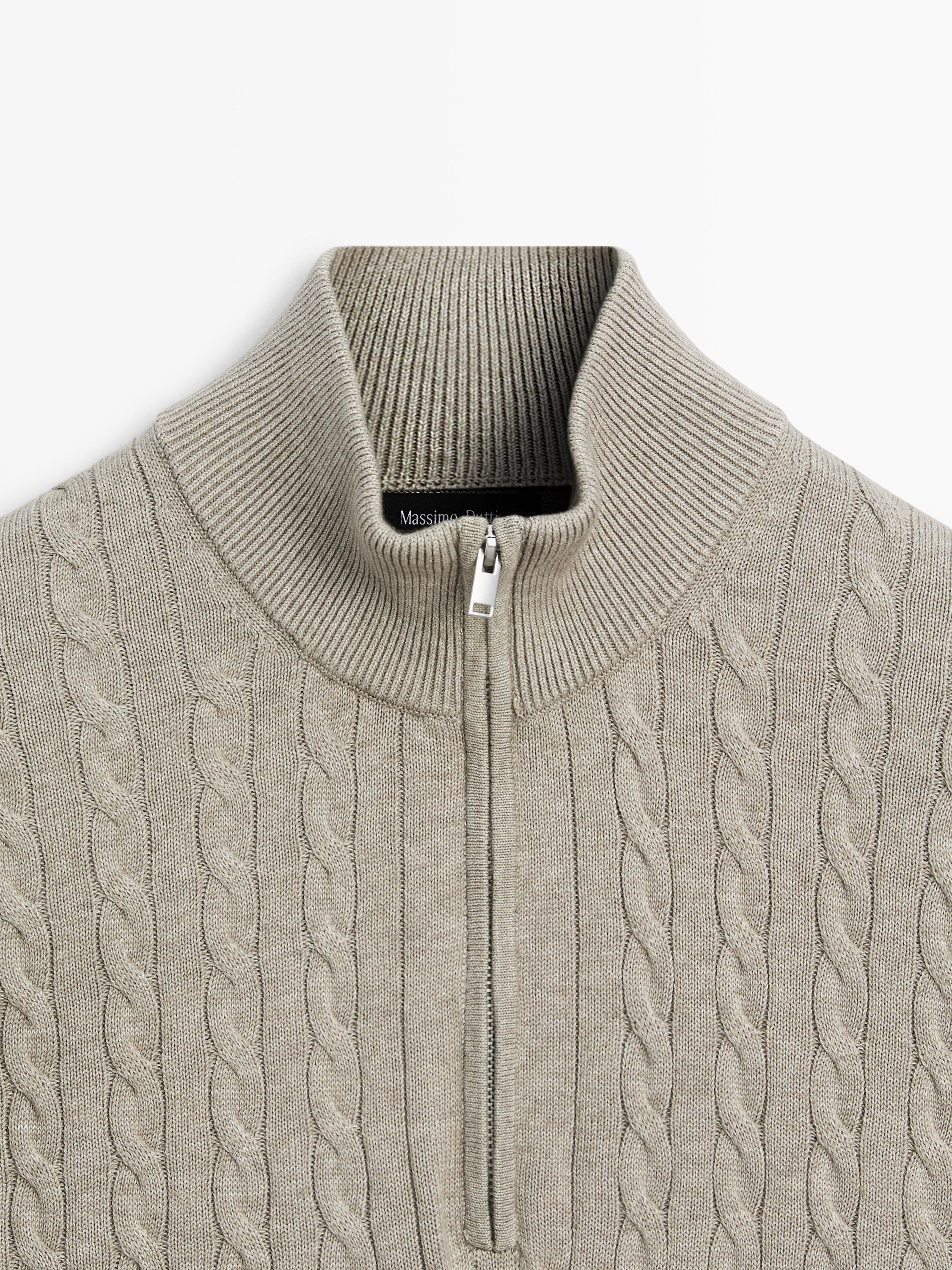 Mock neck knit sweater with zip