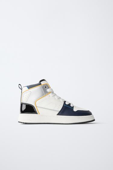 CONTRAST HIGH-TOP SNEAKERS - White by Zara