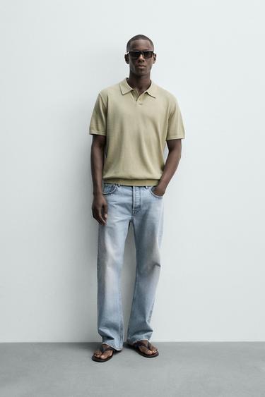 POLO PUNTO CANALÉ - verde lavado de Zara - Imagen 0