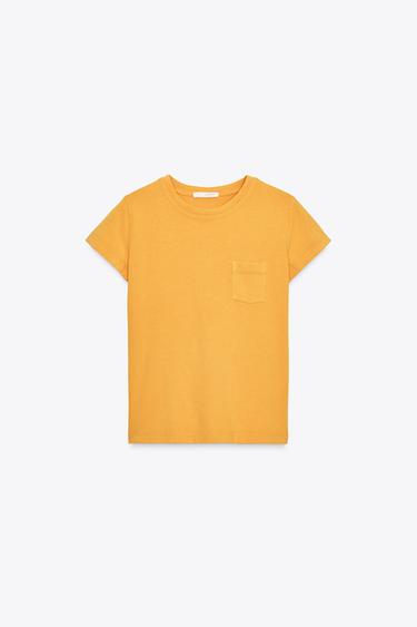 WASHED T-SHIRT WITH POCKET - Orange by Zara