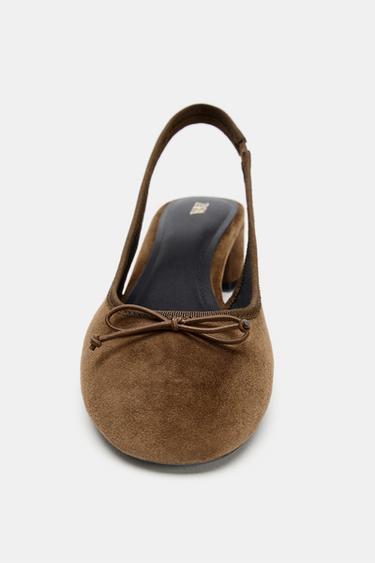 CHAUSSURES À TALONS OUVERTES À L'ARRIÈRE EN CUIR - Marron de Zara - Image 3