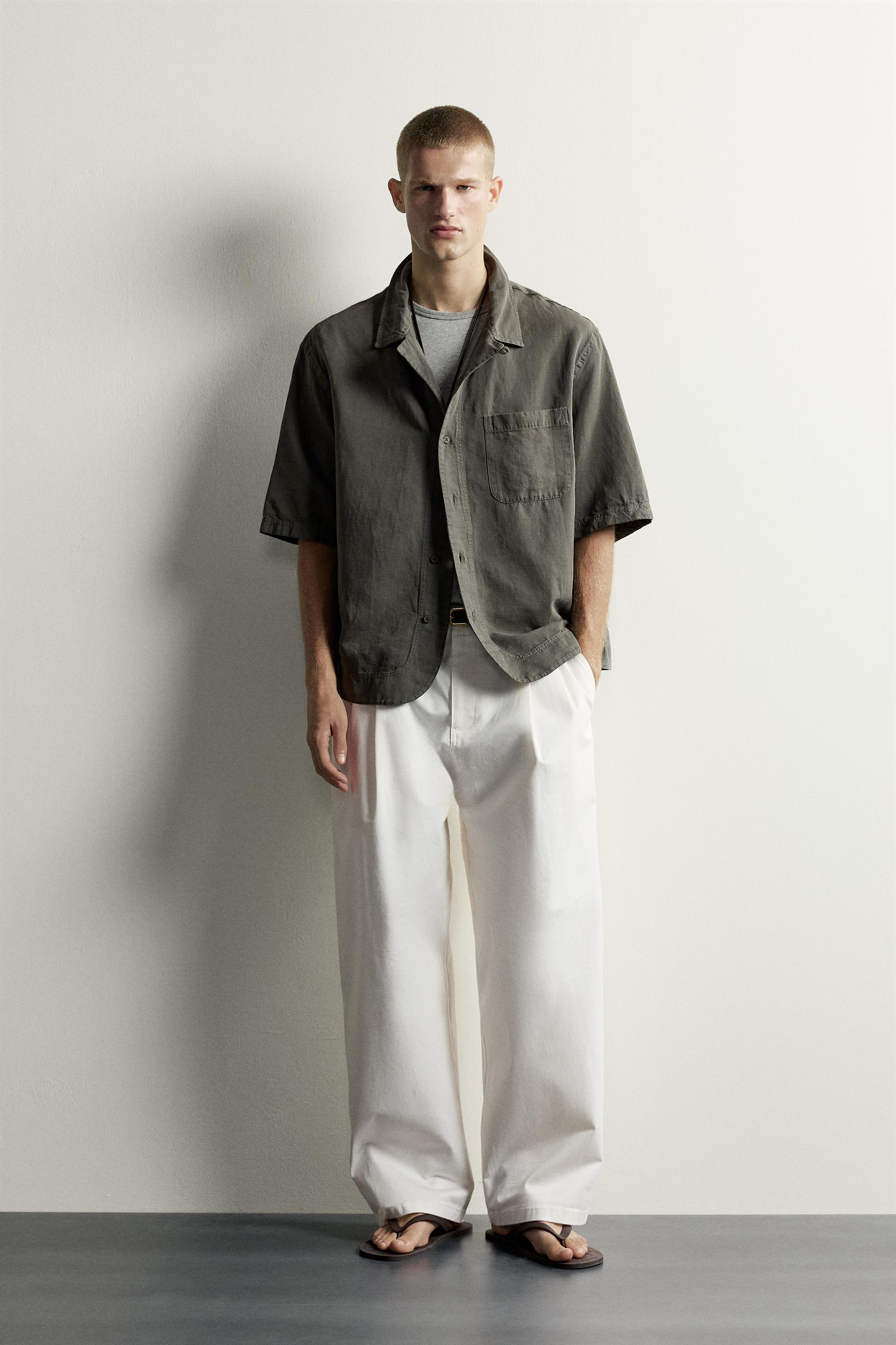 WASHED COTTON-LINEN SHIRT