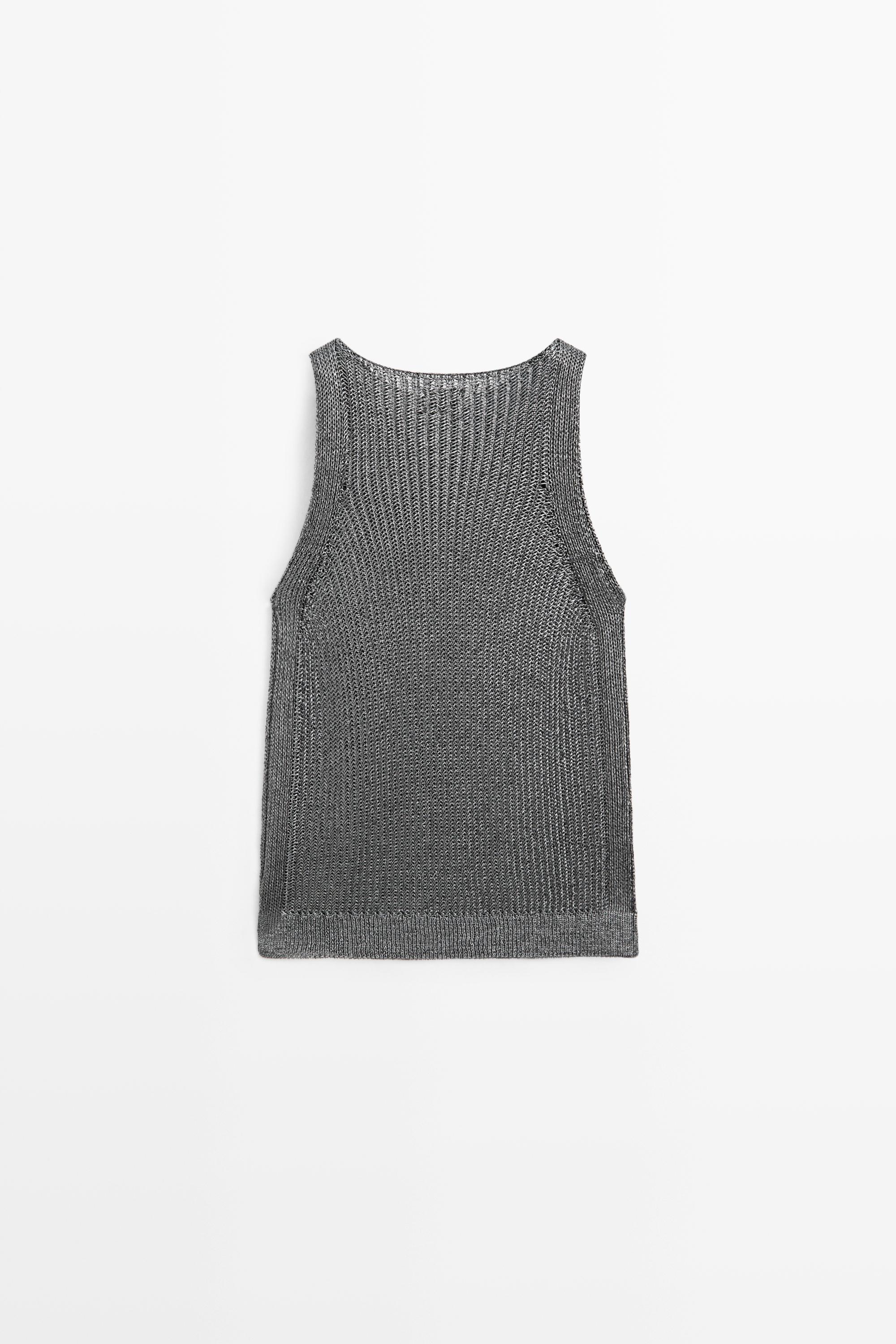 Top encolure américaine en maille métallisée - STUDIO