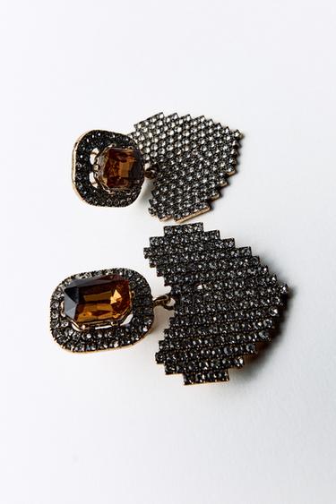 BOUCLES D'OREILLES CŒUR STRASS - Or vieilli de Zara - Image 4
