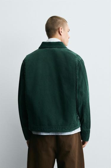 CROPPED FIT DENIM JACKET - Green by Zara - Image 2