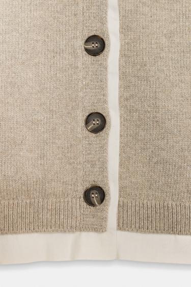 CONTRAST WOOL BLEND CARDIGAN - Sand / Marl by Zara - Image 8