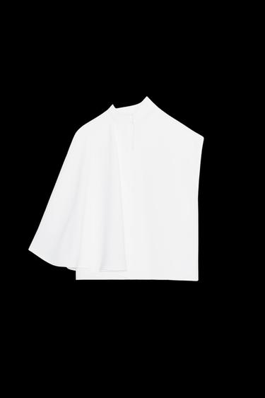 ASYMMETRIC CREPE CAPE TOP - Oyster-white by Zara